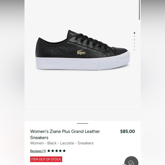 Lacoste Ziane Plus Grand Black and White Pebble Leather Sneakers Gold Accents 8 - Picture 7 of 8